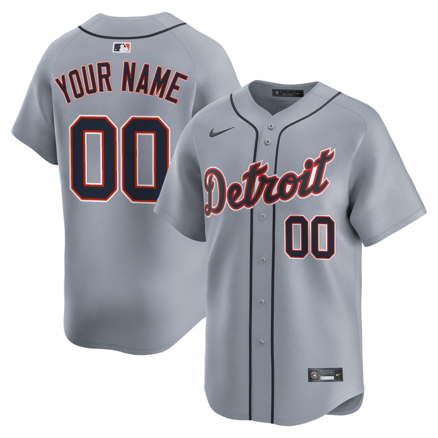 Men's Detroit Tigers Custom Grey 2025 Vapor Premier Limited Stitched Baseball Jersey