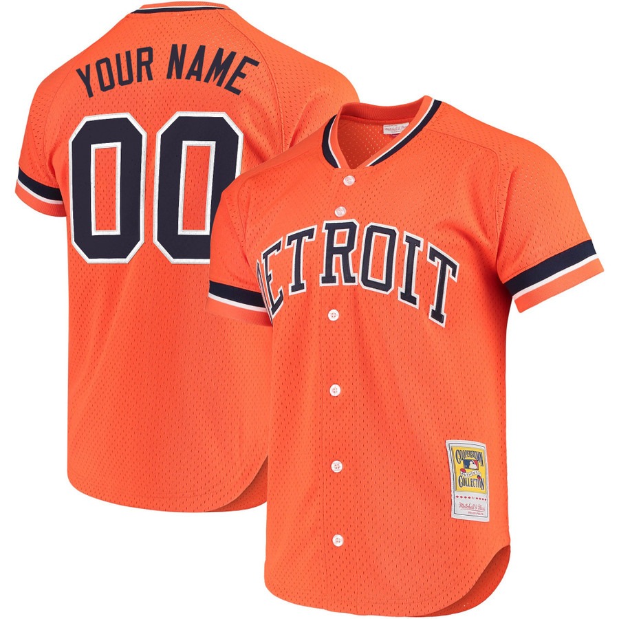 Men's Detroit Tigers Custom Orange Throwback Stitched Baseball Jersey - Cooperstown Collection