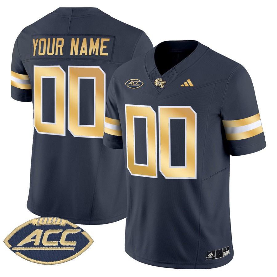 Men's Georgia Tech Yellow Jackets Custom Navy 2025 Vapor F.U.S.E. Limited Stitched Football Jersey