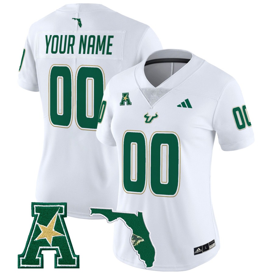 Women's South Florida Bulls Custom White 2025 Vapor Limited Stitched Football Jersey