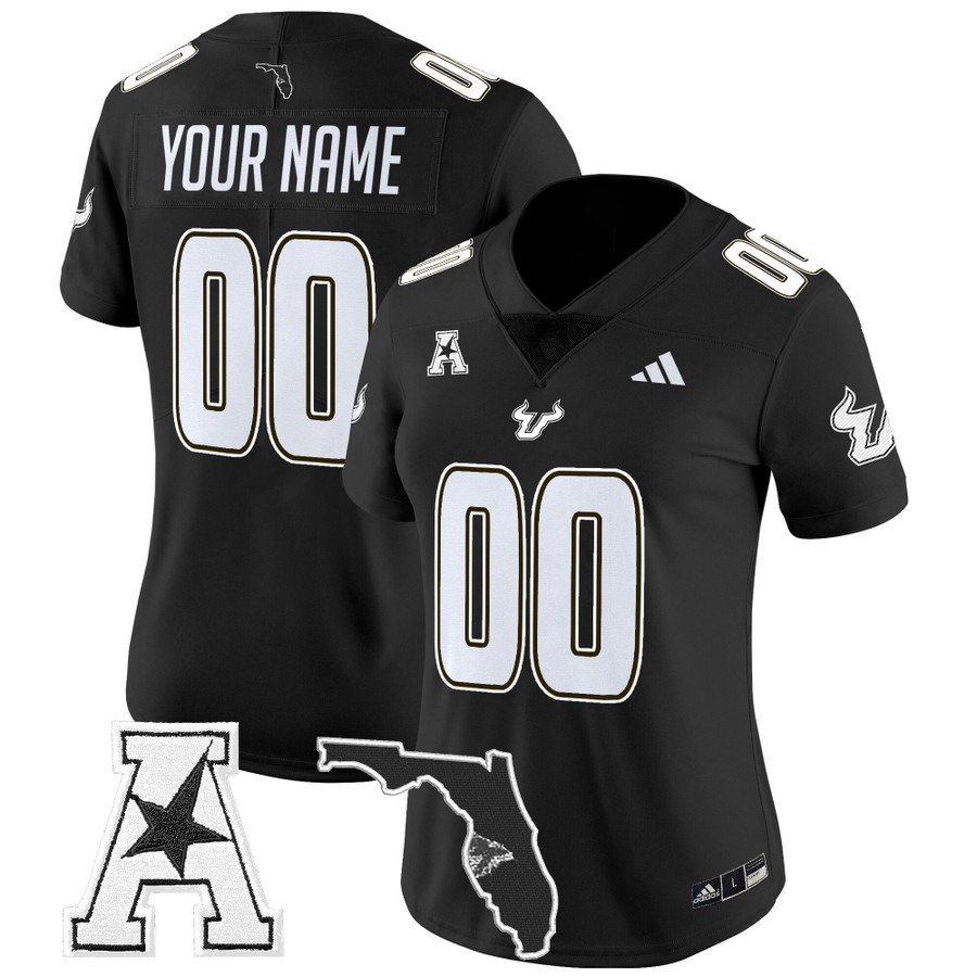 Women's South Florida Bulls Custom Black 2025 Vapor Limited Stitched Football Jersey