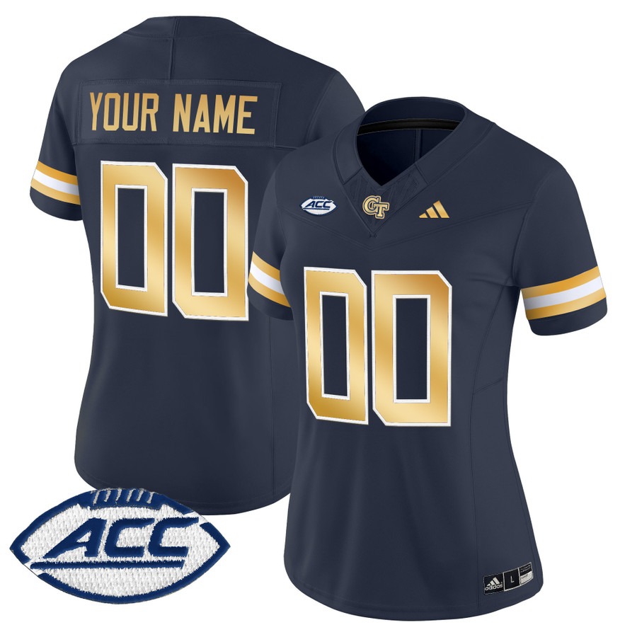 Women's Georgia Tech Yellow Jackets Custom Navy 2025 Vapor F.U.S.E. Limited Stitched Football Jersey