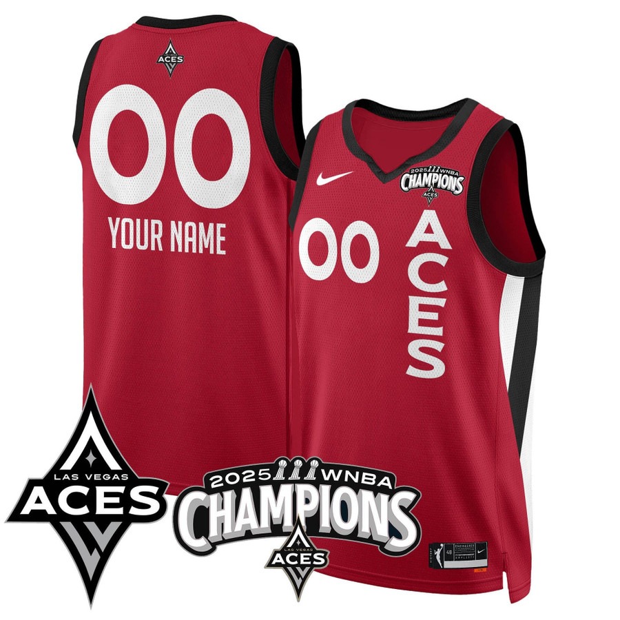 Men's Las Vegas Aces Custom Red 2025 WNBA Championship Stitched Basketball Jersey