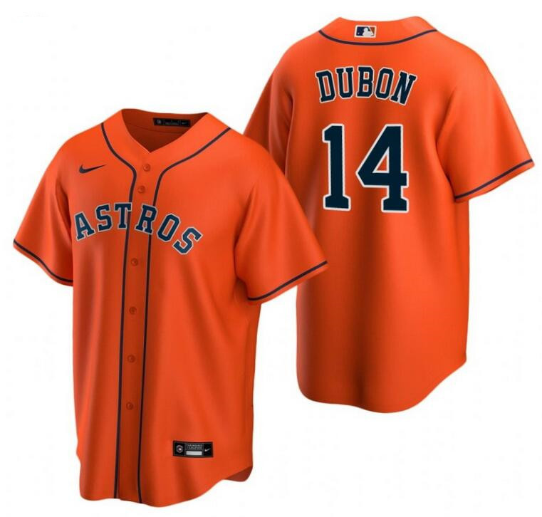 Men's Houston Astros #14 Mauricio Dubon Orange Cool Base Stitched Baseball Jersey Men's Houston Astros #14 Mauricio Dubon Orange Cool Base Stitched Baseball Jersey
