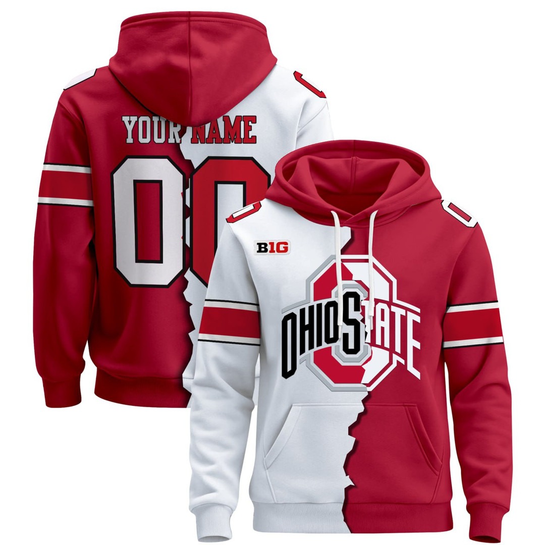 Men's Ohio State Buckeyes Custom Nike Split Stitched Pullover Hoodie