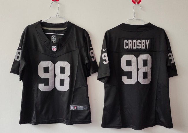 Youth Las Vegas Raiders #98 Maxx Crosby Black 2025 F.U.S.E. Vapor Untouchable Limited Stitched Football Jersey Youth Las Vegas Raiders #98 Maxx Crosby Black 2025 F.U.S.E. Vapor Untouchable Limited Stitched Football Jersey