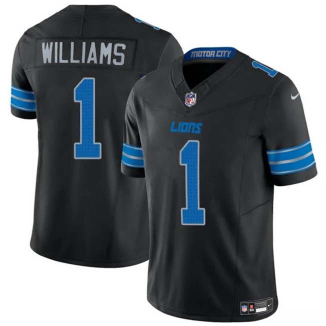 Youth Detroit Lions #1 Jameson Williams Black 2025 F.U.S.E. Vapor Limited Stitched Jersey Youth Detroit Lions #1 Jameson Williams Black 2025 F.U.S.E. Vapor Limited Stitched Jersey