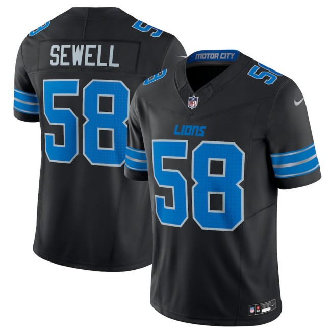 Youth Detroit Lions #58 Penei Sewell Black 2025 F.U.S.E. Vapor Limited Stitched Jersey Youth Detroit Lions #58 Penei Sewell Black 2025 F.U.S.E. Vapor Limited Stitched Jersey