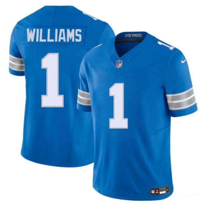 Youth Detroit Lions #1 Jameson Williams Blue 2025 F.U.S.E. Vapor Limited Stitched Jersey Youth Detroit Lions #1 Jameson Williams Blue 2025 F.U.S.E. Vapor Limited Stitched Jersey