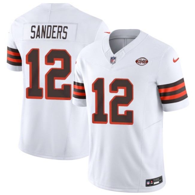 Youth Cleveland Browns #12 Shedeur Sanders White 2025 Draft 1946 Collection F.U.S.E. Vapor Limited Stitched Football Jersey Youth Cleveland Browns #12 Shedeur Sanders White 2025 Draft 1946 Collection F.U.S.E. Vapor Limited Stitched Football Jersey