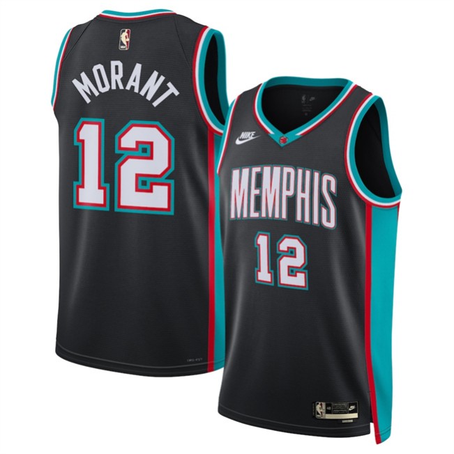 Men's Memphis Grizzlies #12 Ja Morant Black 2025 Classic Edition Stitched Basketball Jersey