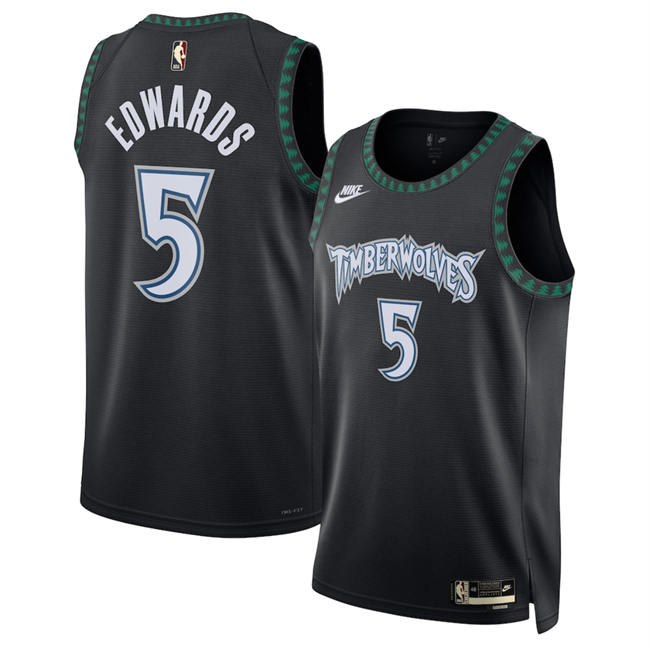 Men's Minnesota Timberwolves #5 Anthony Edwards Black Trees Classic Edition 2025-26 Swingman Stitched Jersey