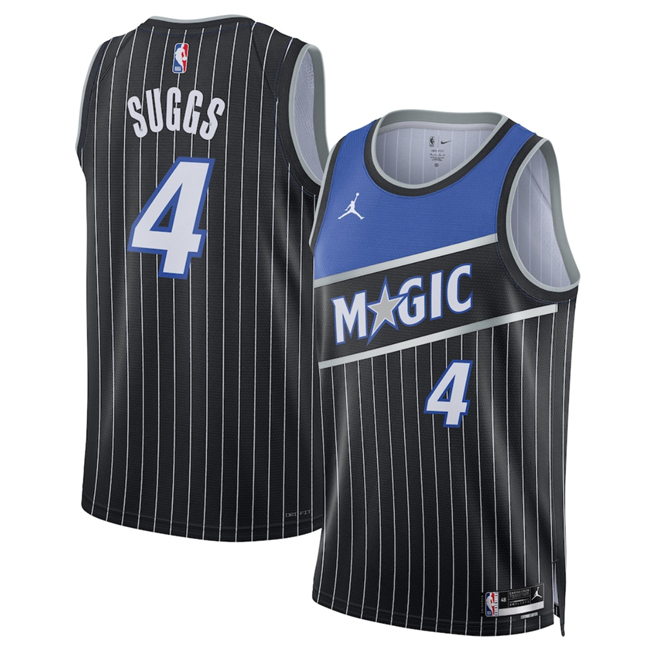 Men's Orlando Magic #4 Jalen Suggs Black 2025 Statement Edition Stitched Basketball Jersey