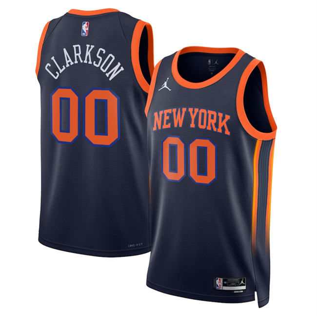 Men's New Yok Knicks #00 Jordan Clarkson Black 2025 Statement Edition Stitched Basketball Jersey