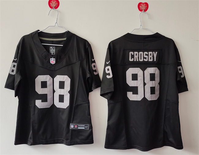 Women's Las Vegas Raiders #98 Maxx Crosby Black 2025 F.U.S.E. Vapor Stitched Jersey(Run Small)