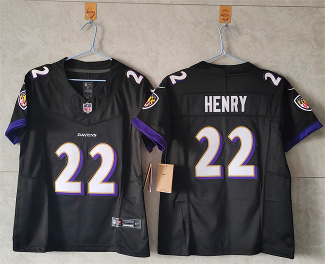 Women's Baltimore Ravens #22 Derrick Henry Black Vapor Football Jersey(Run Small)