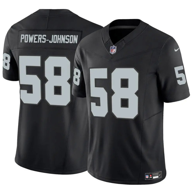 Men's Las Vegas Raiders #58 Jackson Powers-Johnson Black 2025 F.U.S.E. Vapor Untouchable Limited Stitched Football Jersey Men's Las Vegas Raiders #58 Jackson Powers-Johnson Black 2025 F.U.S.E. Vapor Untouchable Limited Stitched Football Jersey