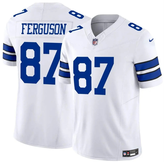 Men's Dallas Cowboys #87 Jake Ferguson White 2025 F.U.S.E Vapor Untouchable Limited Stitched Football Jersey Men's Dallas Cowboys #87 Jake Ferguson White 2025 F.U.S.E Vapor Untouchable Limited Stitched Football Jersey