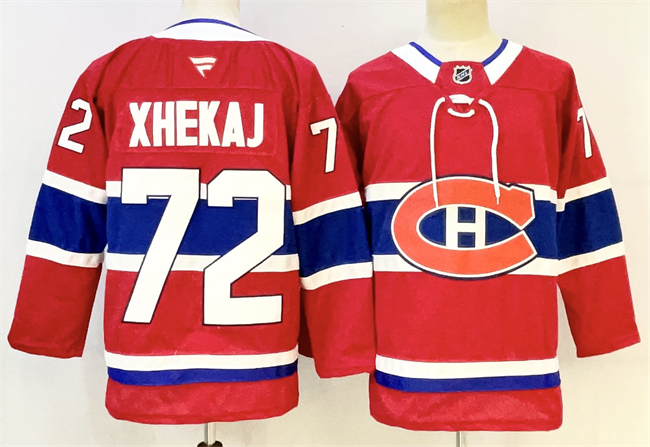 Men's Montreal Canadiens #72 Arber Xhekaj Red 2024-25 Stitched Jersey Men's Montreal Canadiens #72 Arber Xhekaj Red 2024-25 Stitched Jersey