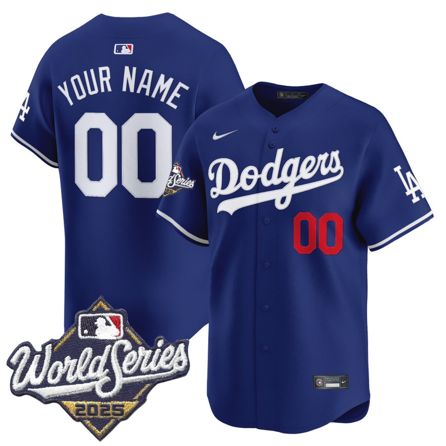 Men's Nike Dodgers Custom Royal 2025 World Series Limited Stitched Baseball Jersey
