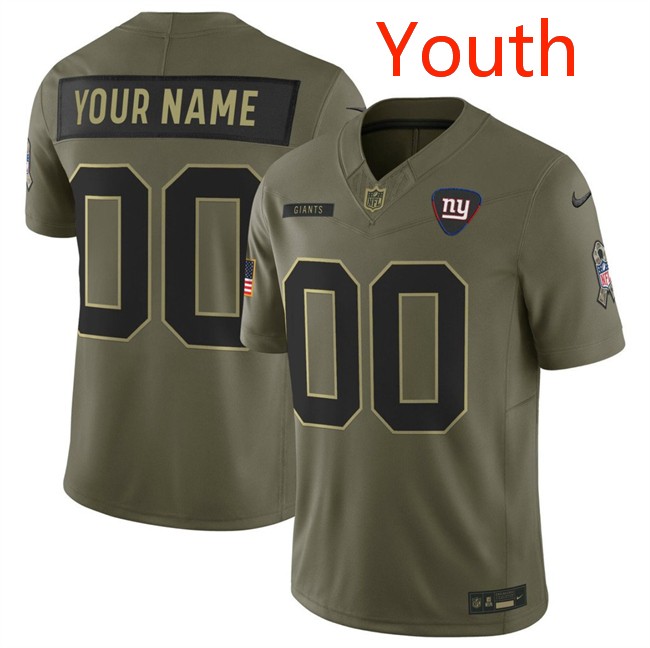 Youth New York Giants Active Player Custom Olive 2025 F.U.S.E. Salute to Service Limited Stitched Football Jersey