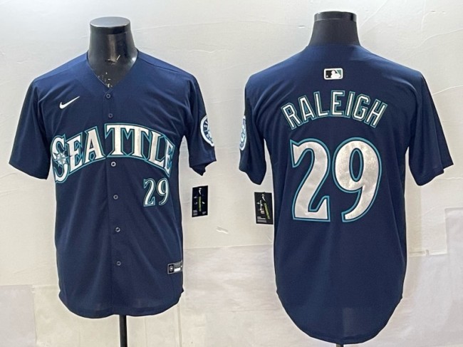 Men's Seattle Mariners #29 Cal Raleigh Navy Limited Stitched Baseball Jersey