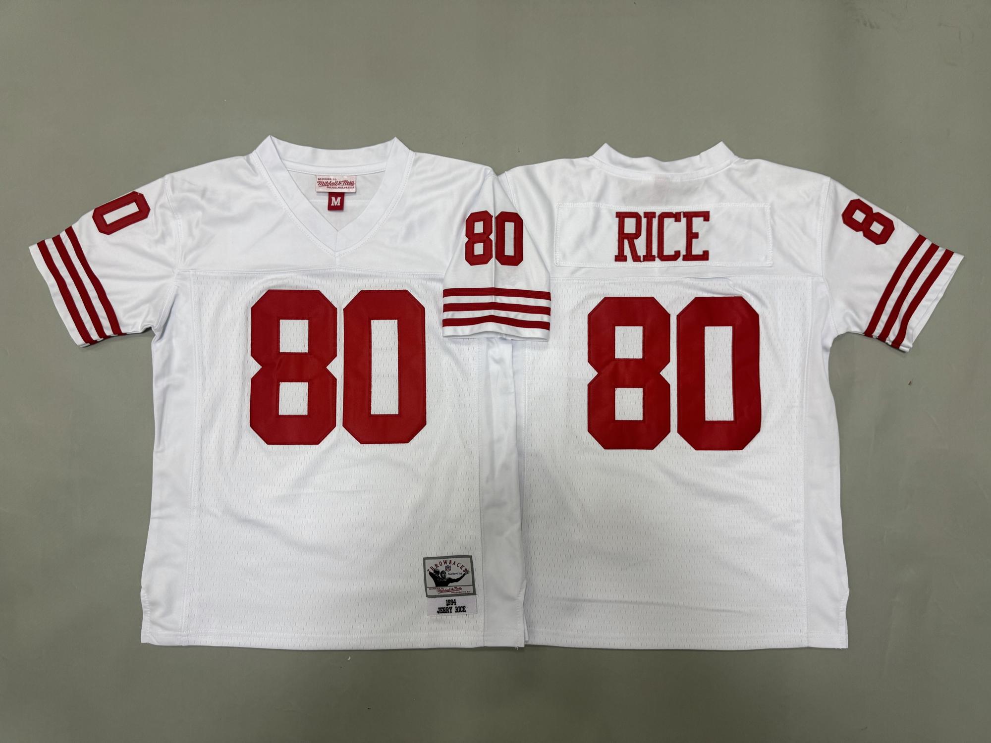 Youth San Francisco 49ers #80 Jerry Rice White 1994 Throwback Stitched Jerseys