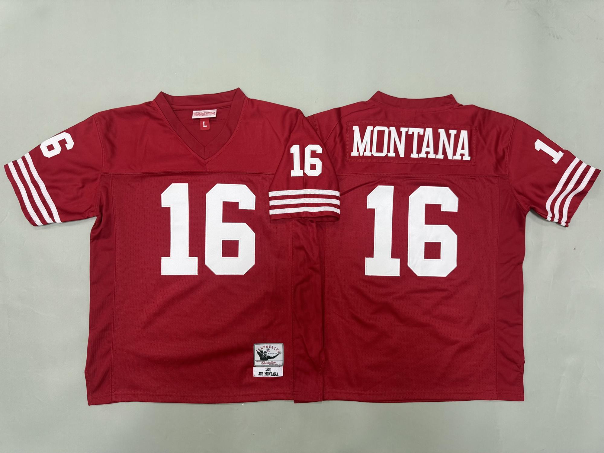 Youth San Francisco 49ers #16 Joe Montana Red 1990 Throwback Stitched Jerseys