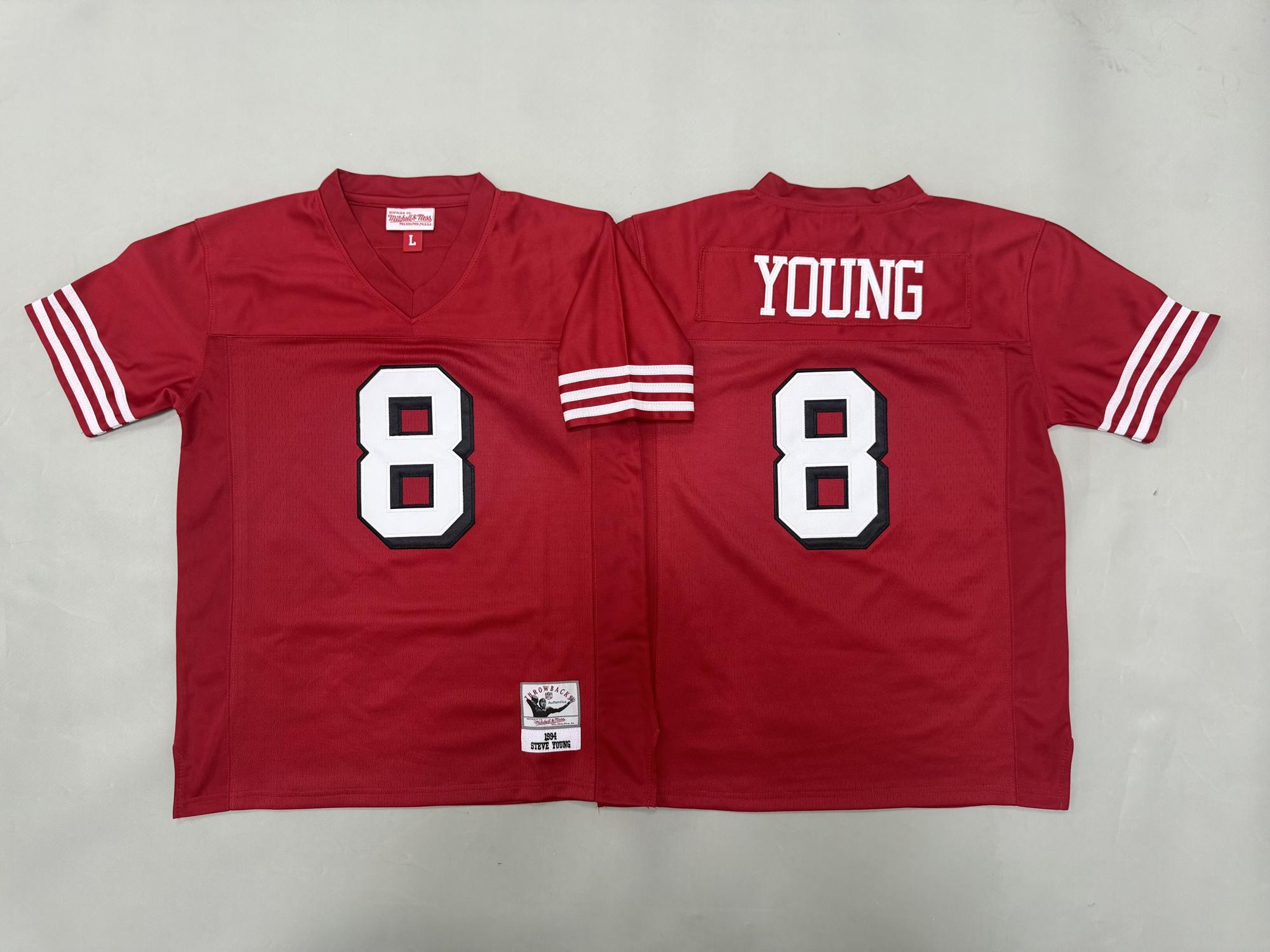 Youth San Francisco 49ers #8 Steve Young Red 1994 Throwback Stitched Jerseys