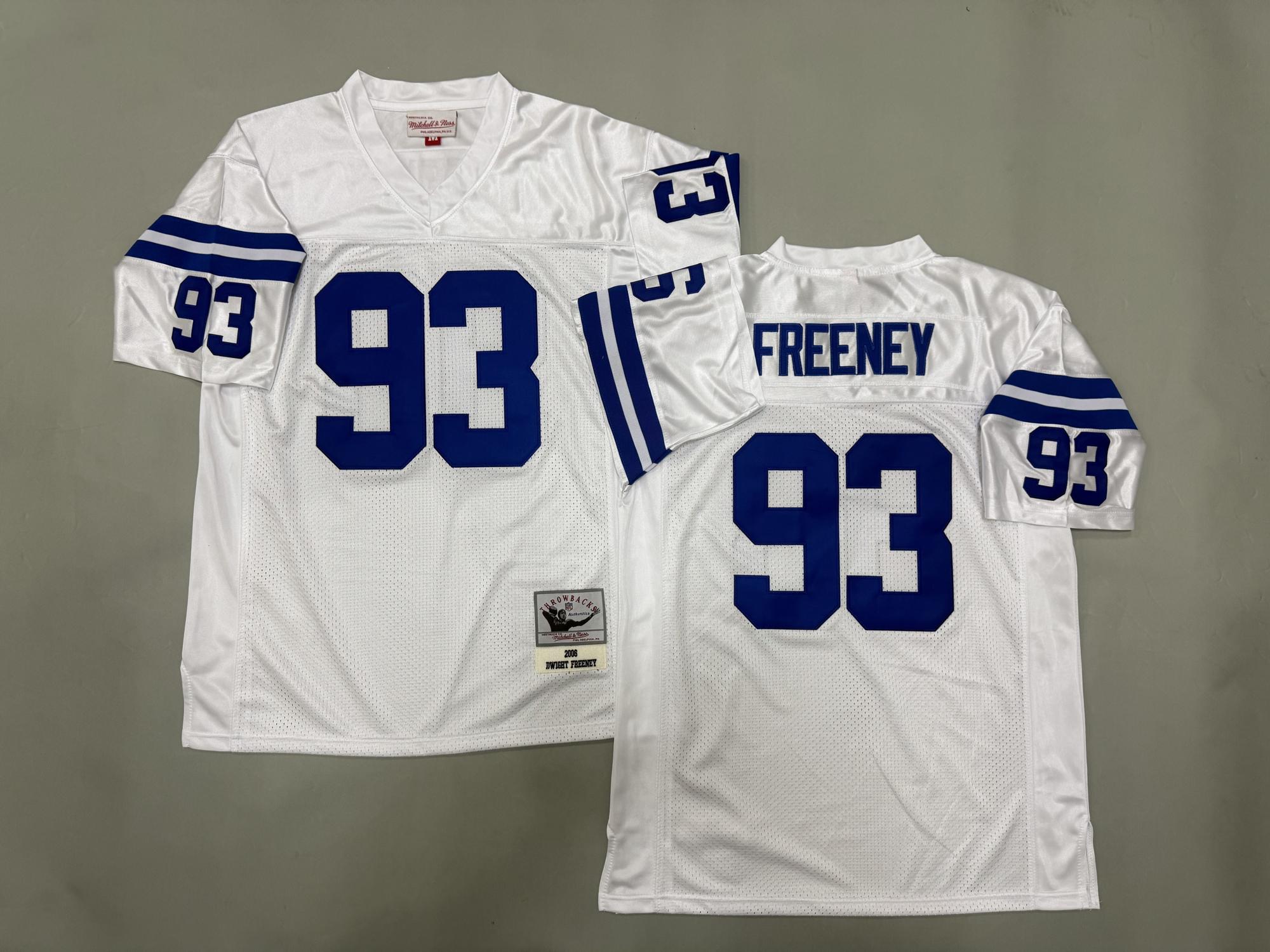 Men's Dallas Cowboys #93 Dwight Freeney White 2006 Throwback Stitched Jersey