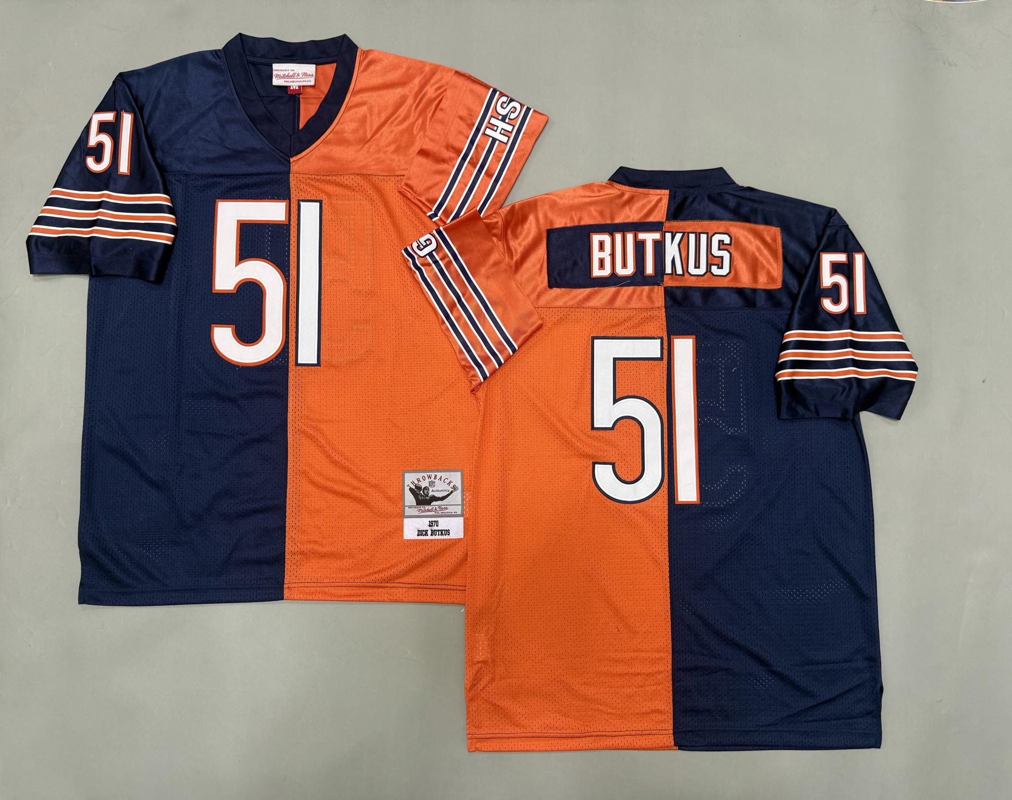 Men's Chicago Bears #51 Dick Butkus Split 1966 Throwback Stitched Jersey