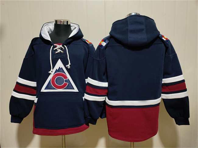 Men's Colorado Avalanche Blank Navy All Stitched Sweatshirt Hoodie Men's Colorado Avalanche Blank Navy All Stitched Sweatshirt Hoodie