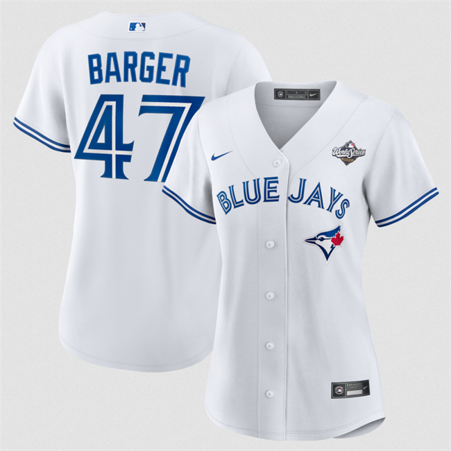 Women's Toronto Blue Jays #47 Addison Barger White 2025 World Series Home Cool Base Stitched Baseball Jersey(Run Small) Women's Toronto Blue Jays #47 Addison Barger White 2025 World Series Home Cool Base Stitched Baseball Jersey(Run Small)