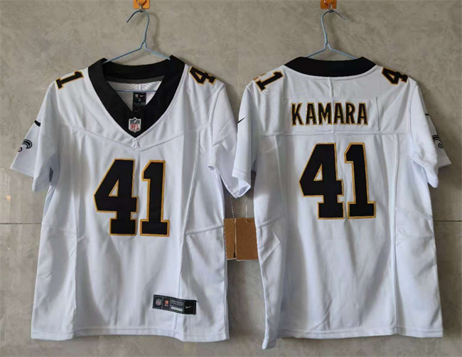 Youth New Orleans Saints #41 Alvin Kamara White 2025 F.U.S.E Vapor Limited Stitched Football Jersey