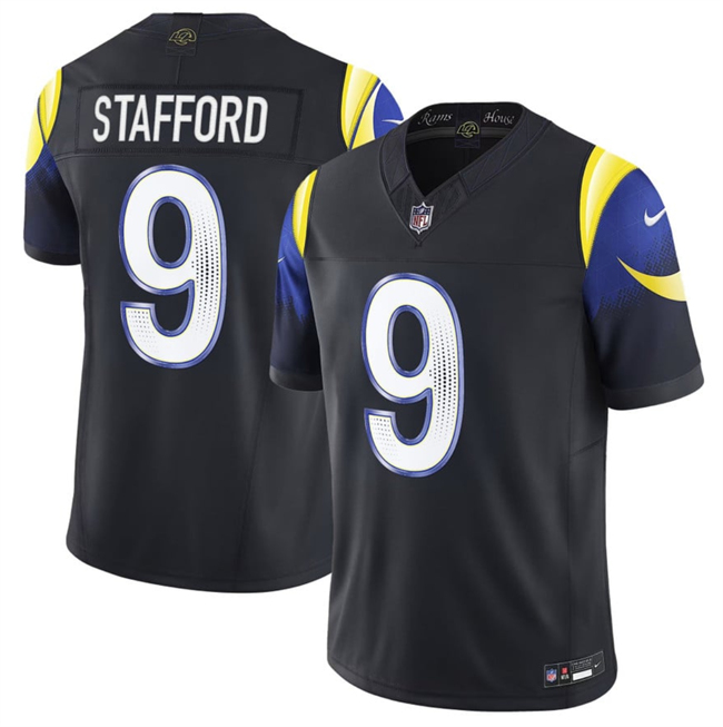 Women's Los Angeles Rams #9 Matthew Stafford Black 2025 F.U.S.E. “Rivalries” Vapor Limited Stitched Jersey(Run Small)