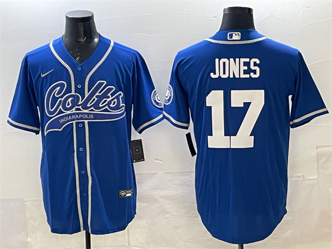 Men's Indianapolis Colts #17 Daniel Jones Royal Cool Base Stitched Baseball Jersey Men's Indianapolis Colts #17 Daniel Jones Royal Cool Base Stitched Baseball Jersey