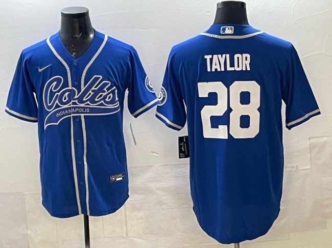 Men's Indianapolis Colts #28 Jonathan Taylor Royal Cool Base Stitched Baseball Jersey Men's Indianapolis Colts #28 Jonathan Taylor Royal Cool Base Stitched Baseball Jersey