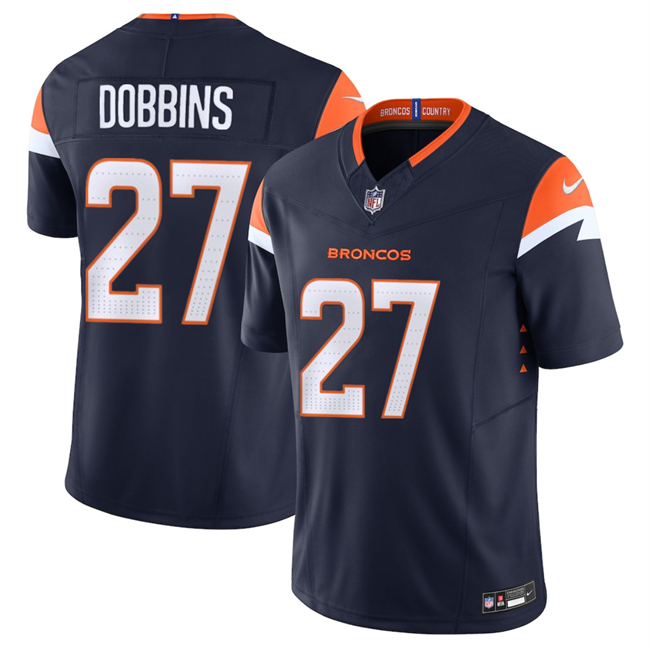 Men's Denver Broncos #27 J.K. Dobbins Navy F.U.S.E. Vapor Limited Stitched Football Jersey Men's Denver Broncos #27 J.K. Dobbins Navy F.U.S.E. Vapor Limited Stitched Football Jersey