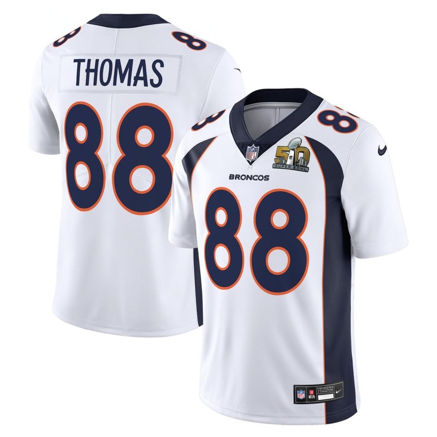 Men's Denver Broncos #88 Demaryius Thomas White Super Bowl 50 Patch Vapor Limited Stitched Jersey Men's Denver Broncos #88 Demaryius Thomas White Super Bowl 50 Patch Vapor Limited Stitched Jersey
