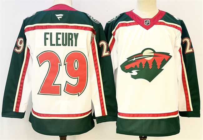 Men's Minnesota Wild #29 Marc-Andre Fleury White 2025 25th Anniversary Stitched Hockey Jersey Men's Minnesota Wild #29 Marc-Andre Fleury White 2025 25th Anniversary Stitched Hockey Jersey