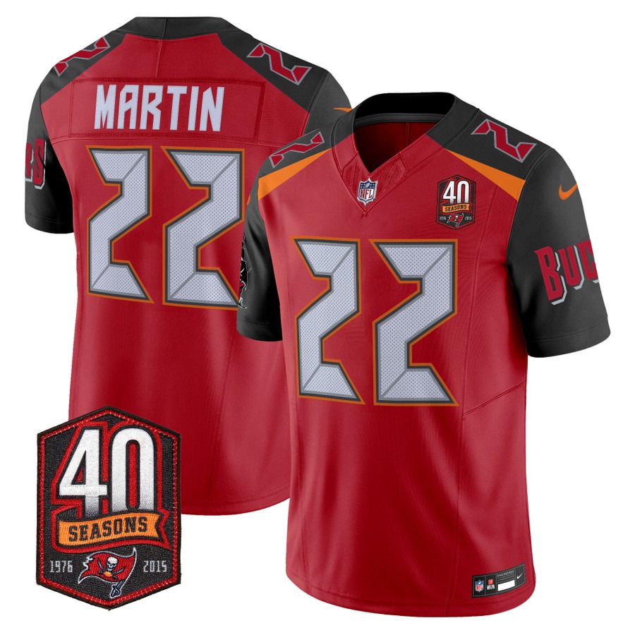 Men's Tampa Bay Buccaneers #22 Doug Martin Red F.U.S.E. 40th Season Patch Vapor Limited Stitched Jersey