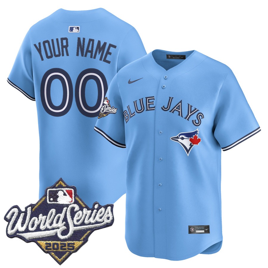 Men's Toronto Blue Jays Custom Powder Blue 2025 World Series Nike Limited Stitched Jersey Men's Toronto Blue Jays Custom Powder Blue 2025 World Series Nike Limited Stitched Jersey