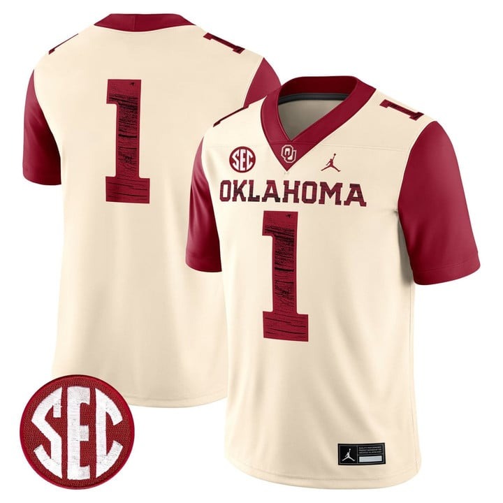 Men's Oklahoma Sooners #1 Cream Vapor Limited Stitched Football Jersey