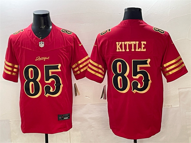 Men's San Francisco 49ers #85 George kittle Red Gold 2025 F.U.S.E. “Rivalries” Vapor Limited Stitched Football Jersey