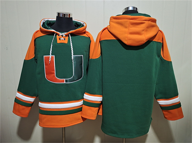 Men's Miami Hurricanes Blank Green Ageless Must-Have Lace-Up Pullover Hoodie Men's Miami Hurricanes Blank Green Ageless Must-Have Lace-Up Pullover Hoodie