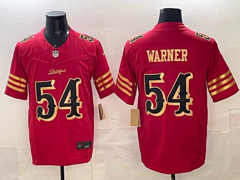 Men's San Francisco 49ers #54 Fred Warner Red Gold 2025 F.U.S.E. “Rivalries” Vapor Limited Stitched Football Jersey