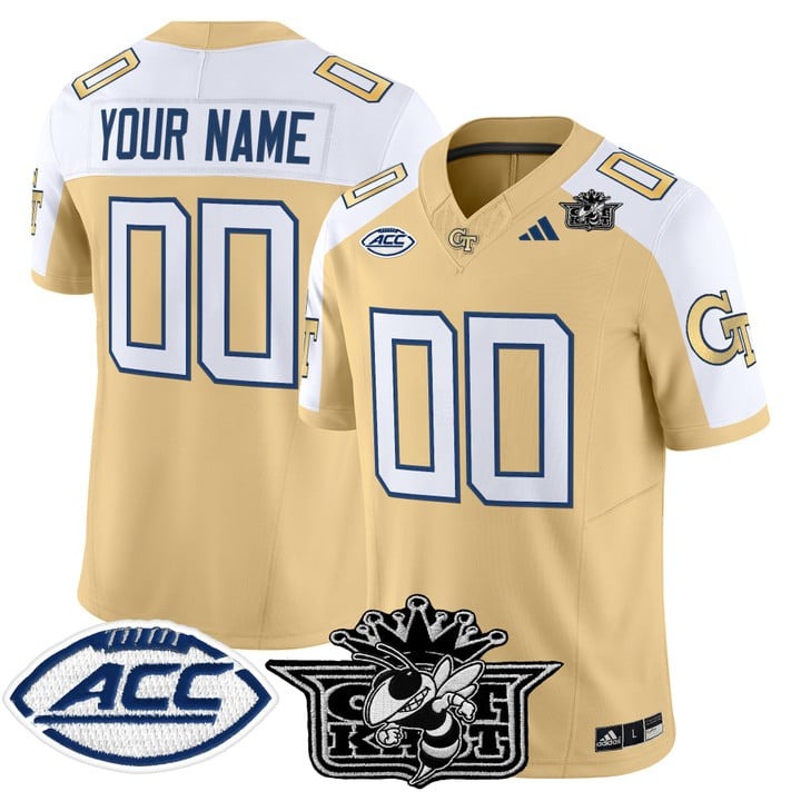 Men's Georgia Tech Yellow Jackets Football Custom Gold White Outkast Patch 2025 Vapor F.U.S.E. Limited Stitched Jersey Men's Georgia Tech Yellow Jackets Football Custom Gold White Outkast Patch 2025 Vapor F.U.S.E. Limited Stitched Jersey