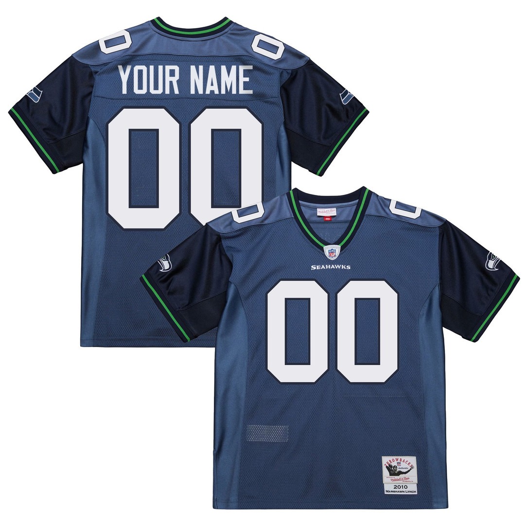 Men's Seattle Seahawks Custom 2010 Throwback Stitched NFL Jersey Blue Men's Seattle Seahawks Custom 2010 Throwback Stitched NFL Jersey Blue