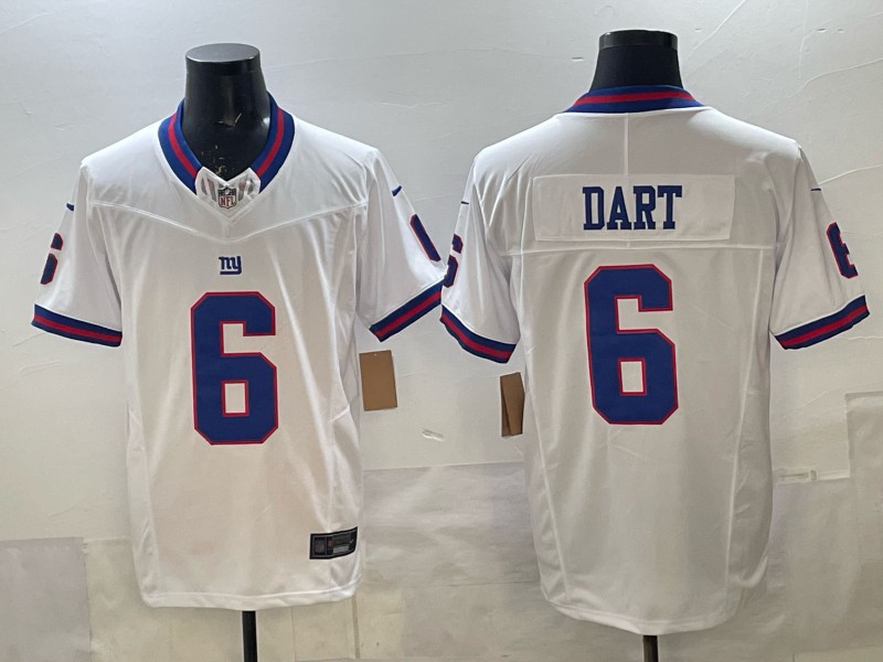 Men's New York Giants #6 Jaxson Dart White 2025 Draft F.U.S.E. Vapor Limited Classic Stitched Football Jersey