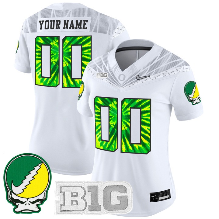 Women's Oregon Ducks Custom White F.U.S.E. 2025 'Grateful Ducks' Vapor Limited Stitched Jersey Women's Oregon Ducks Custom White F.U.S.E. 2025 'Grateful Ducks' Vapor Limited Stitched Jersey
